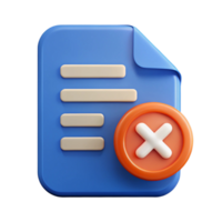 3D Render of Document Rejection Icon Perfect for User Interfaces and Applications png