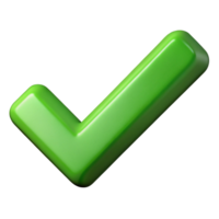 3D Green Check Mark Icon Perfect for Approvals, Confirmations, and Positive Feedback in Applications and Websites png