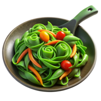 Green Noodles With Tomatoes and Peppers in a Pan png
