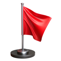 Red Flag on Stand A 3D Render of a Red Warning Flag, Perfect for Website Design, App Icons, and Marketing Materials. png