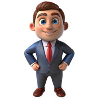 Smiling Cartoon Businessman 3D Render png