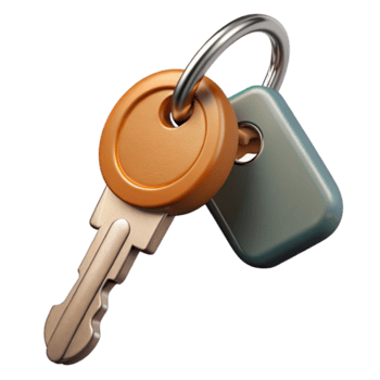 3d rendere di realistico chiave con portachiavi per accesso e sicurezza applicazioni png