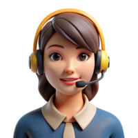 Friendly 3D Cartoon Customer Support Agent for Websites and Applications png