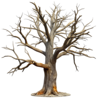 Dead Tree Illustration for Halloween, Gothic, and Fantasy Designs Spooky Bare Branches and Twisted Trunk for Creepy, Eerie, and Mysterious Projects png