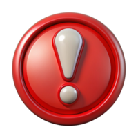 High resolution 3D Render of an Attention Grabbing Red Exclamation Mark Icon Perfect for Warning Signs, Alerts, and UI Design png