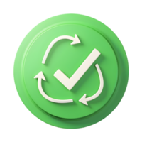3D Green Circular Button with Checkmark and png