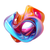 Abstract Colorful Liquid Swirl Design 3D Render png