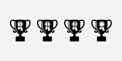 Trophy cup icon isolated on white, trophy cup symbol with first, second and third place vector