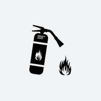 Fire extinguisher black color flat style vector