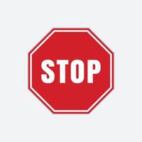 Red stop sign icon with text flat icon vector
