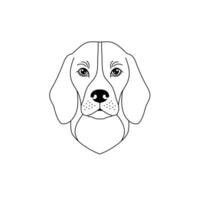 Beagle dog muzzle in linear flat style on white background. vector