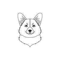 Welsh corgi dog icon in linear flat style on white background. vector