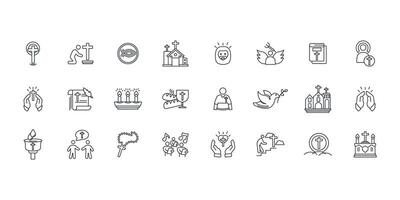 Christianity icon set..Editable stroke.linear style sign for use web design,logo.Symbol illustration. vector