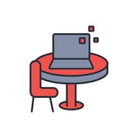 laptop icon. .Editable stroke.linear style sign for use web design,logo.Symbol illustration. vector