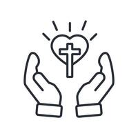 faith icon. .Editable stroke.linear style sign for use web design,logo.Symbol illustration. vector