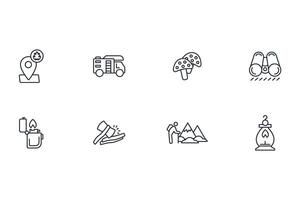 Camping icon set..Editable stroke.linear style sign for use web design,logo.Symbol illustration. vector