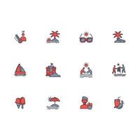 Summer icon set..Editable stroke.linear style sign for use web design,logo.Symbol illustration. vector