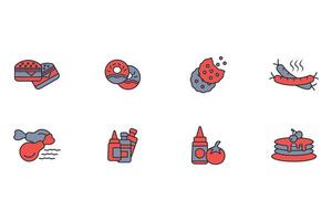 Fast food icon set..Editable stroke.linear style sign for use web design,logo.Symbol illustration. vector