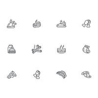 Meat icon set..Editable stroke.linear style sign for use web design,logo.Symbol illustration. vector