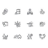 Waste icon set..Editable stroke.linear style sign for use web design,logo.Symbol illustration. vector