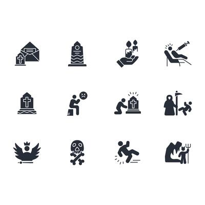 death icon set..Editable stroke.linear style sign for use web design,logo.Symbol illustration.