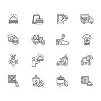 Food delivery icon set..Editable stroke.linear style sign for use web design,logo.Symbol illustration. vector