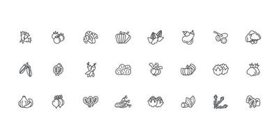 Vegetables icon set..Editable stroke.linear style sign for use web design,logo.Symbol illustration. vector