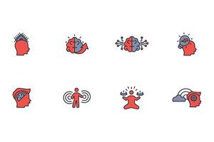 Brain icon set..Editable stroke.linear style sign for use web design,logo.Symbol illustration. vector
