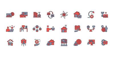 working from home icon set..Editable stroke.linear style sign for use web design,logo.Symbol illustration. vector