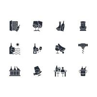 Wine icon set..Editable stroke.linear style sign for use web design,logo.Symbol illustration. vector