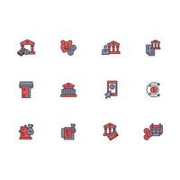 Bank icon set..Editable stroke.linear style sign for use web design,logo.Symbol illustration. vector