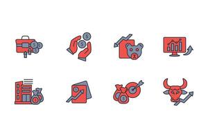 Stock market icon set..Editable stroke.linear style sign for use web design,logo.Symbol illustration. vector