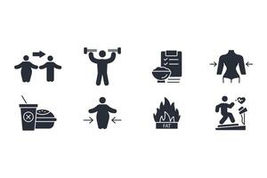 Weight loss icon set..Editable stroke.linear style sign for use web design,logo.Symbol illustration. vector