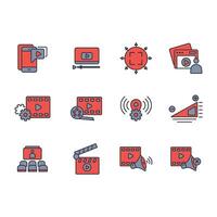 media icon set..Editable stroke.linear style sign for use web design,logo.Symbol illustration. vector