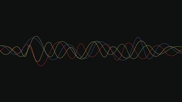 Colorful abstract sound wave on dark background with dynamic motion vector