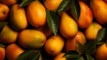 Group of yellow fresh ripe mango pattern. image photo