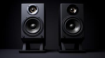 Sound speakers with free space between them on black. Neural network photo