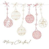 Set of Christmas tree balls. Winter illustration on a white background in sketch style. Can be used to create cards, invitations, backgrounds, patterns, coloring pages. vector