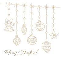 Set of golden Christmas tree shawls. Illustration for New Year and Christmas. Can be used to create cards, invitations, backgrounds, patterns, coloring pages. vector