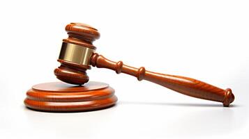 Judge gavel or court hammer isolated on white background. Neural network photo