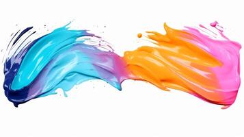Colored paint strokes on white color background. Neural network photo