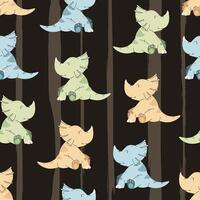 Seamless pattern with cute dinosaurs in flat style. Childish background for fabric, wallpaper, wrapping paper, etc. vector