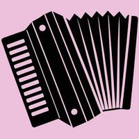 Accordion silhouette graphic for creative and musical projects, logos, and other design. Ideal for digital or print designs. Musical instruments silhouette vector
