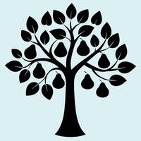 Pear tree silhouette graphic for creative projects, logos, and outdoor-themed visuals. Ideal for digital or print designs. An elegant natural touch to your creative projects. vector
