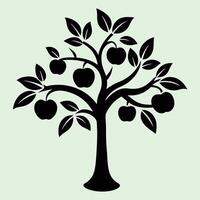 Peach tree silhouette graphic for creative projects, logos, and outdoor-themed visuals. Ideal for digital or print designs. An elegant natural touch to your creative projects. vector