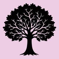 Oak tree silhouette graphic for creative projects, logos, and outdoor-themed visuals. Ideal for digital or print designs. An elegant natural touch to your creative projects. vector