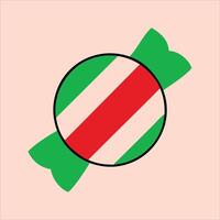 A candy bar with a red, green and white stripe vector