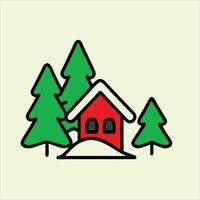 A red house with trees in the background vector