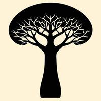 Baobab tree silhouette graphic for creative projects, logos, and outdoor-themed visuals. Ideal for digital or print designs. An elegant natural touch to your creative projects. vector