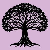 Banyan tree silhouette graphic for creative projects, logos, and outdoor-themed visuals. Ideal for digital or print designs. An elegant natural touch to your creative projects. vector